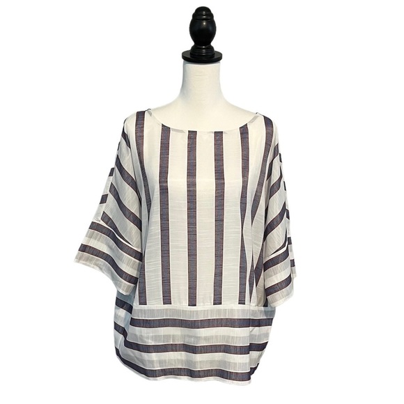 Banana Republic Blouse Striped Lightweight Sheer Oversized Pullover … - Picture 1 of 13